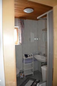 a bathroom with a sink and a toilet at Haus Schimpfößl in Flirsch
