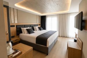 a hotel room with a bed and a television at igman Hotel İstanbul in Istanbul +99 photos