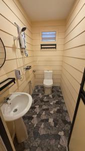 a bathroom with a toilet and a sink at Dumba Bay Tioman in Tioman Island