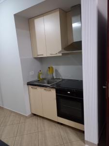 a kitchen with a sink and a stove at Flodril Appartment in Durrës