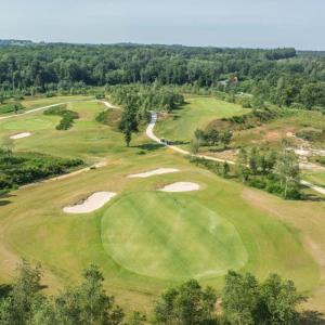 an aerial view of a golf course at Tiny Gaumaise - Tiny house à Saint-leger in Saint-Léger