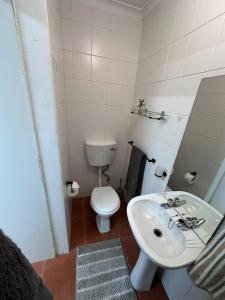 a bathroom with a white sink and a toilet at Protea Hoogte Flatlet in Brackenfell