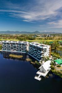 an aerial view of a hotel on the water at Laguna luxury apartment - Bang Tao - lake view in Bang Tao Beach