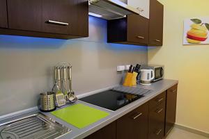 a kitchen with a sink and a counter top at Greyhouse in Jaworzno