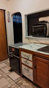 a kitchen with a sink and a microwave at CHE LOLITA HOUSE 2 in Buenos Aires