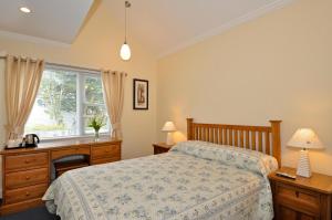 
a bedroom with a bed and a lamp at Ash Grove House in Galway
