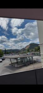 a view from a window of an airport at Helena City Apartment in Leoben +4 photos
