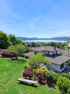 an aerial view of a house with a garden at Vista Lago B&B in Gavirate