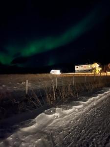 an image of the northern lights in the sky at Glassiglo for 2 in Russenes