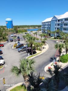 arial view of a parking lot at a resort at Grand Caribbean in Orange Beach