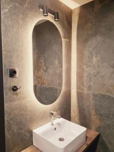 a bathroom with a sink and a mirror at Vrleti Tare in Bajina Bašta +77 photos