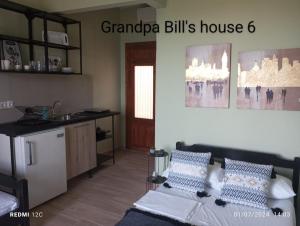 a bedroom with a bed and a sink in a room at Grandpa BILL's house 6 in Pyrgadikia