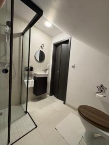 a bathroom with a toilet and a sink at Chata Snowee Valča in Stará Turá +48 photos