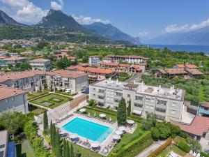 an aerial view of a resort with a swimming pool at Baldo View Studio in Toscolano Maderno