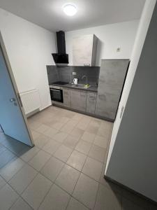 a kitchen with a sink and a counter top at Ferienapartments Sternen WOHN 7 in Baiersbronn