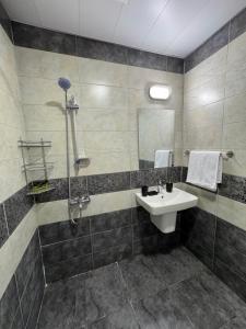 a bathroom with a sink and a shower at Rami Grand Residence in Erbil