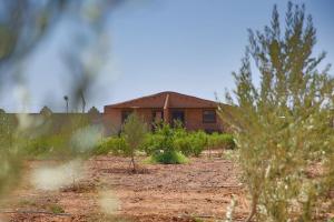 a building in the middle of a field with plants at Dômes et Bangalows traditionnel in Marrakesh