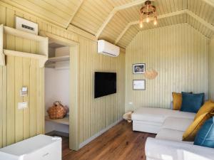 a living room with a couch and a tv at ISSA Village in Turda