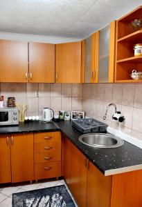 a kitchen with a sink and a counter top at Family Private House w Garden & Gazebo 10 Guests in Sarajevo