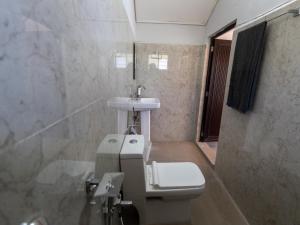 a bathroom with a sink and a toilet at Isa guesthouse in Shillong