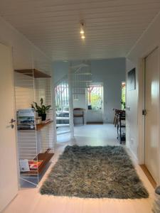 a living room with a rug on the floor at Gunnegårds gästhus in Fleninge +6 photos