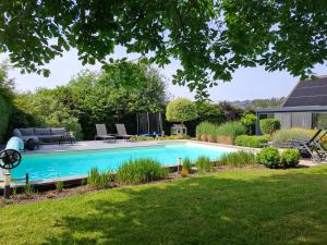 a swimming pool in the backyard of a house at LE CLOS DU MONTYS in Louveigné