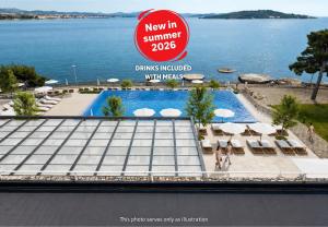 a sign for a new swimming pool at a resort at Villa Arausa in Vodice