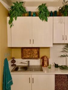 a kitchen with white cabinets and a sink at Eagles Nest in Kirstenhof