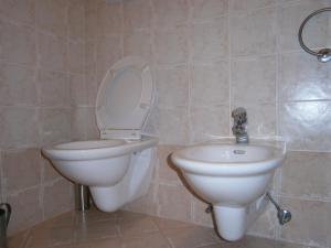 モルヴェーノにあるAppartamento Biancospinoのバスルーム(トイレ、洗面台付)