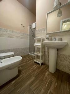 a bathroom with a sink and a mirror at Le Cascine in Pisa +42 photos