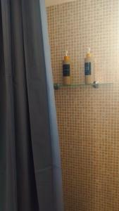 two bottles ofodorizers on a shelf in a bathroom at Mediterraneum - Loft in Sannicola