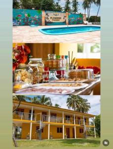 a collage of two pictures of a resort at Pousada Plenamar in Maragogi