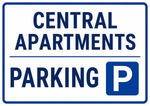 a sign with the words central apartments parking at StayCentralcz- Loft in Opava