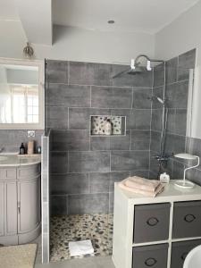 a bathroom with a shower and a sink at La Bordeneuve - Chambre d'hôtes in Auch +39 photos