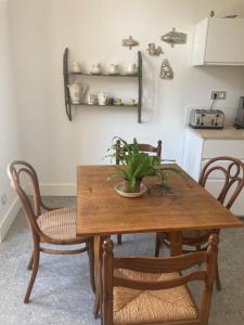 a dining room table with chairs and a plant on it at Maralocquet in Barbezieux-Saint-Hilaire