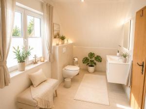 a bathroom with a toilet and a sink at Ferienwohnung Rita Usedom in Korswandt +8 photos