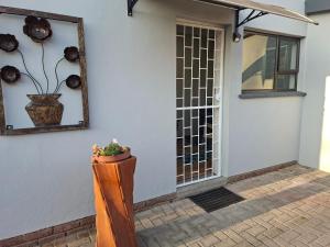 a front door of a house with a potted plant at Steijn Apartment 1 in Standerton