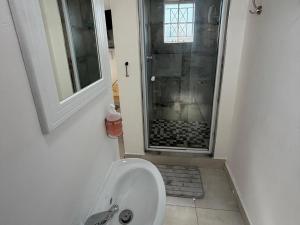 a bathroom with a toilet and a sink and a shower at 47 on Cleland in Pietermaritzburg