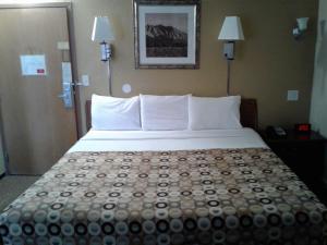 a bedroom with a large bed in a hotel room at Red Carpet Inn Rochester in Rochester +16 photos
