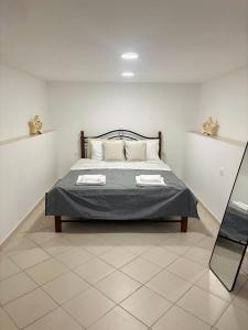 a bedroom with a bed in a white room at Phoenix - Rise and Relax in Agia Galini