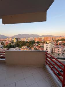 a balcony with a view of a city at B&B Tirane in Tirana