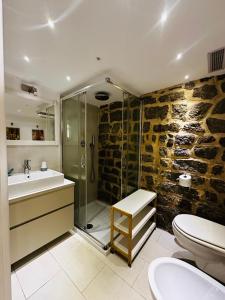 a bathroom with a shower and a toilet and a sink at Victoria in Olbia +10 photos