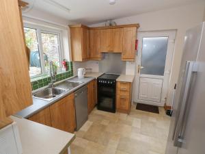 a kitchen with wooden cabinets and a sink at Tí Maolla in Hollymount