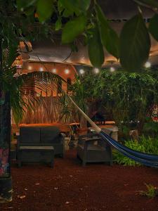 a room with a hose and chairs and plants at Casa Kal'i in Brisas de Zicatela