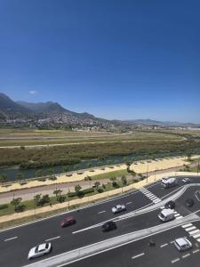 an aerial view of a parking lot with cars at Apartment Stunning Panoramic View in Tétouan