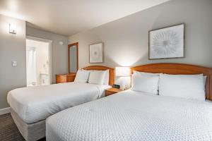 a hotel room with two beds with white sheets at La Residence Suite Hotel in Bellevue +14 photos