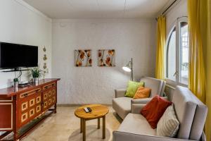 a living room with a couch and a tv at Art- Apartamentos Revilla Tacke E in Empuriabrava
