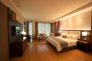 a large hotel room with a bed and a television at Hotel Ciudad de David in David +22 photos