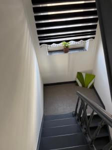 a staircase with a window with a plant on it at Ans soleil in Ans