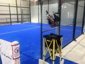 a tennis court with a net on a tennis court at 4 star holiday home in Svendborg in Svendborg